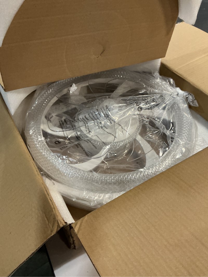 Condition photo showing Good Condition for 20” Low Profile Ceiling Fan with Light, 2-in-1 Bladeless Safety Design for Kids - RGB+CCT Dimmable, Smart APP/Remote Control, Quiet Flush Mount DC Motor, Ideal for Bedroom/Living Room/Kitchen White+RGB 20inch