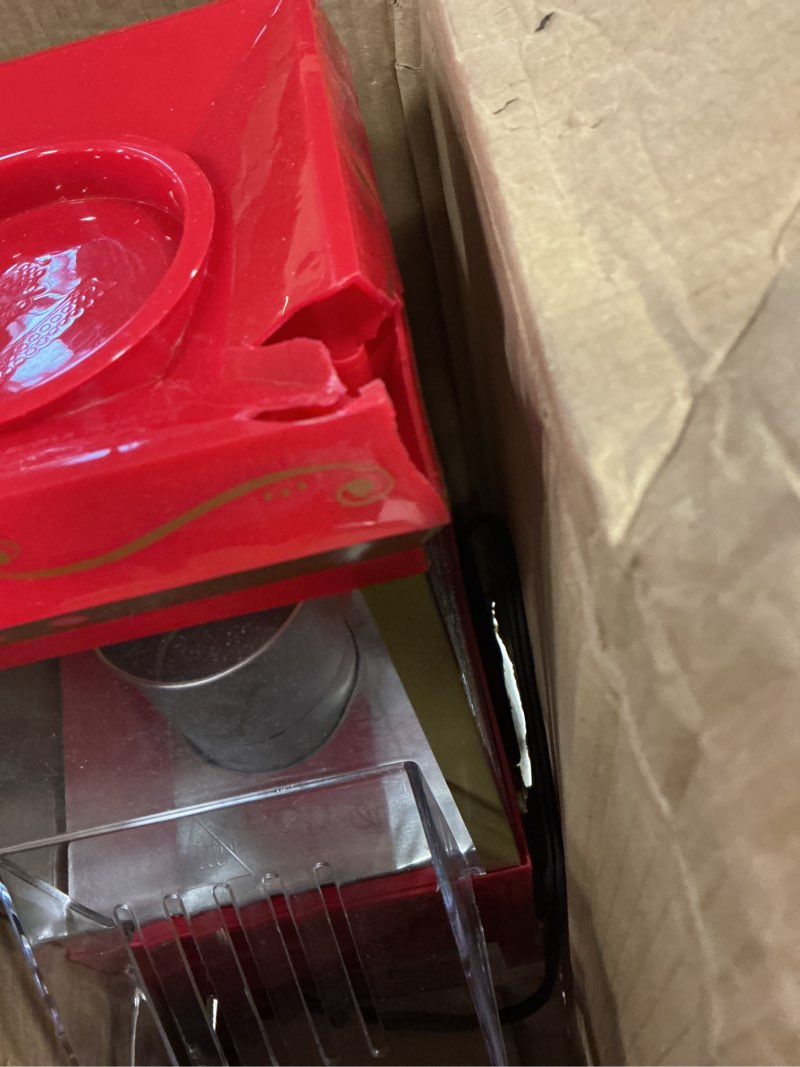 Condition photo showing As Is for Nostalgia Vintage Hot-Air Popcorn Maker Machine - Makes Up to 12 Cups - Oil-Free - Healthier Popcorn - Classic Stand-Up Cart With Wheels - Includes Kernel Measuring Cup - White & Red Hot-Air Vintage White/Red