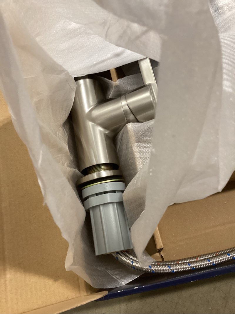 Condition photo showing Good Condition for project source flynt stainless steel single handle deck-mount pull-down kitchen faucet with sprayer (includes deck plate