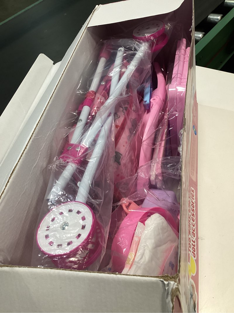 Condition photo showing Good Condition for Baby Doll Stroller Play Set with 12.5" Baby Dolls, 28 Pcs Pretend Role Play Doll Accessories Including Crib, Dining Chair, Doll Clothes, Sunglass, Handbag for Girls Toddlers 3-5 4-6 5-7