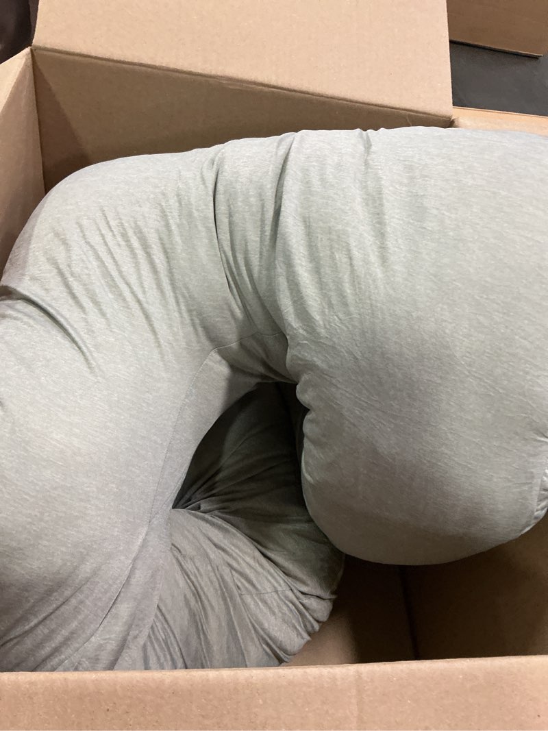 Condition photo showing As Is for Momcozy Pregnancy Pillow with Cooling Cover, Dreamlign U Pro Maternity Pillow with Adjustable Leg Pillow - Support for Back, HIPS, Belly, Legs for Pregnant Women, 50-72 Inch Full Body Pillow, Grey Grey -Cooling Fabric