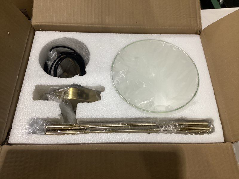 Condition photo showing New/Like New for 6.1" modern clean glass pendant light round vintage farmhouse pendant light fixtures mini adjustable rod rustic pendant lights for kitchen island, dining room, bedroom, hallway, entryway gold 1-light