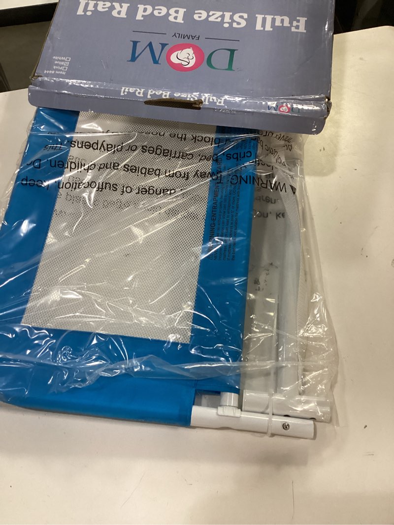 Condition photo showing New/Like New for Dream On Me Adjustable Mesh Bed Rail, Two Height Levels, Ready To Use, Compatible with Adult Twin Size Beds, All Steel construction, Equipped with Guard Gap, Durable Nylon Fabric Mesh, Blue