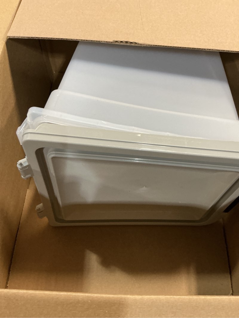 Condition photo showing As Is for IRIS USA Airtight Dog Food Storage Container, WeatherPro, Up to 10 lbs, Removable Wheels, for Dog Cat Bird and Other Pet Food Storage Bin, Keep Fresh, Translucent Body, Made in USA, Clear/Gray