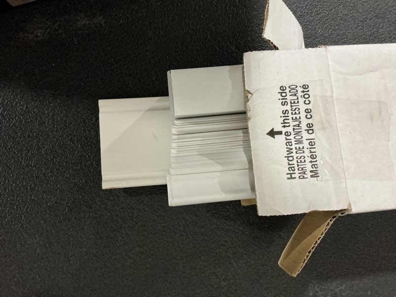 Condition photo showing As Is for project source light filtering 1-in slat width 32-in x 64-in cordless white vinyl light filtering mini-blinds