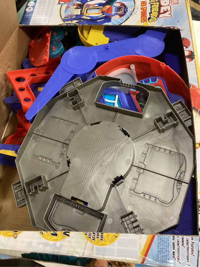 Condition photo showing As Is for spidey and his amazing friends web-spinners web-quarters, kids playset with action figure, vehicle, and accessories, marvel super hero toys, ages 3 and up, large