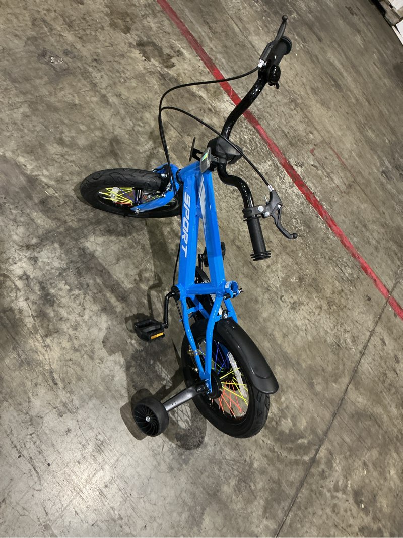 Condition photo showing As Is for costway 14" kids bike toddler bicycle with training wheels hand & coaster brakes handlebar blue