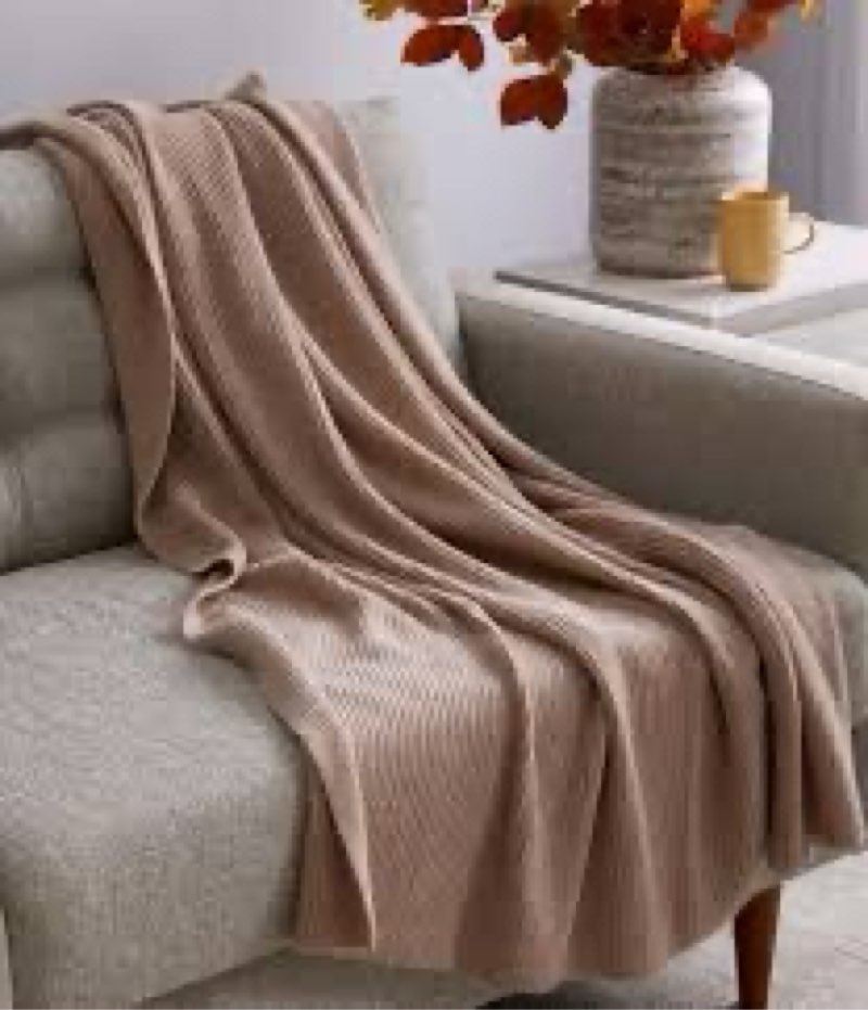 quince ribbed knit cashmere throw
