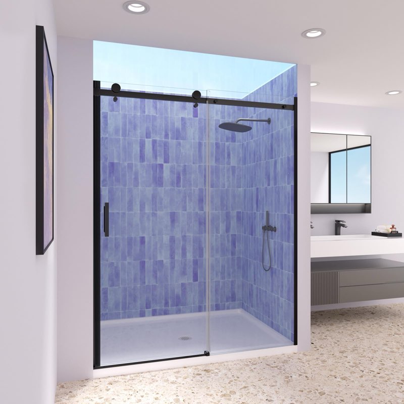 50-54" W x 74" H Sliding Shower Door, Frameless Glass Shower Door with Magnet,5/16" (8mm) SGCC Clear