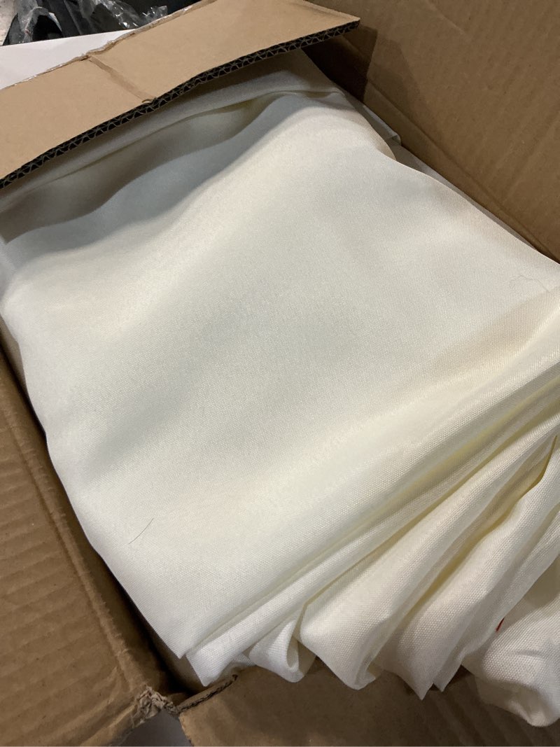 Condition photo showing As Is for fitable ivory tablecloths for 6-8 foot tables, 6 pack - 70 x 120 inches - reusable and washable table clothes, polyester fabric table covers for wedding, party, banquet ivory 70x120 in, 6 pack