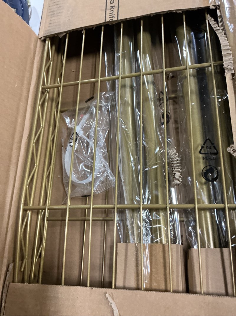 Condition photo showing Good Condition for P4 Plus Rolling Clothes Rack Heavy Duty, Clothing Racks for Hanging Clothes, Free Standing Garment Racks with Wheels, Portable Closet Rack 45'' W × 20.5'' D × 80.5'' H, Max Load 570 Lbs, Gold Gold P4 Plus