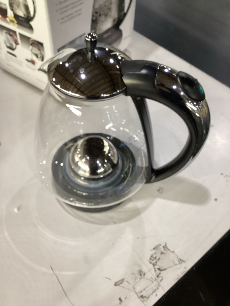 Condition photo showing Good Condition for Capresso 259 Water Kettle, 10" x 8.25" x 6.25", Polished Chrome Polished Chrome Water Kettle