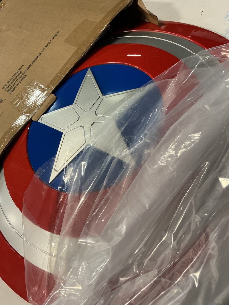 Condition photo showing Good Condition for marvel captain america official costume accessory - plastic shield with elastic handles