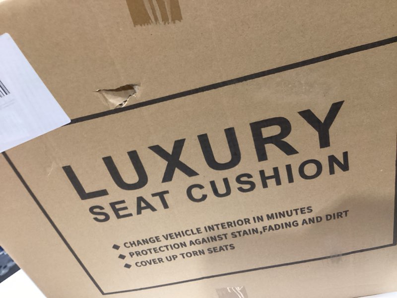 Condition photo showing As Is for AOOG Leather Car Seat Covers, Leatherette Automotive Seat Covers for Cars SUV Pick-up Truck, Non-Slip Vehicle Car Seat Covers Universal Fit Set for Auto Interior Accessories, Full Set, Black. Full Set Black-2