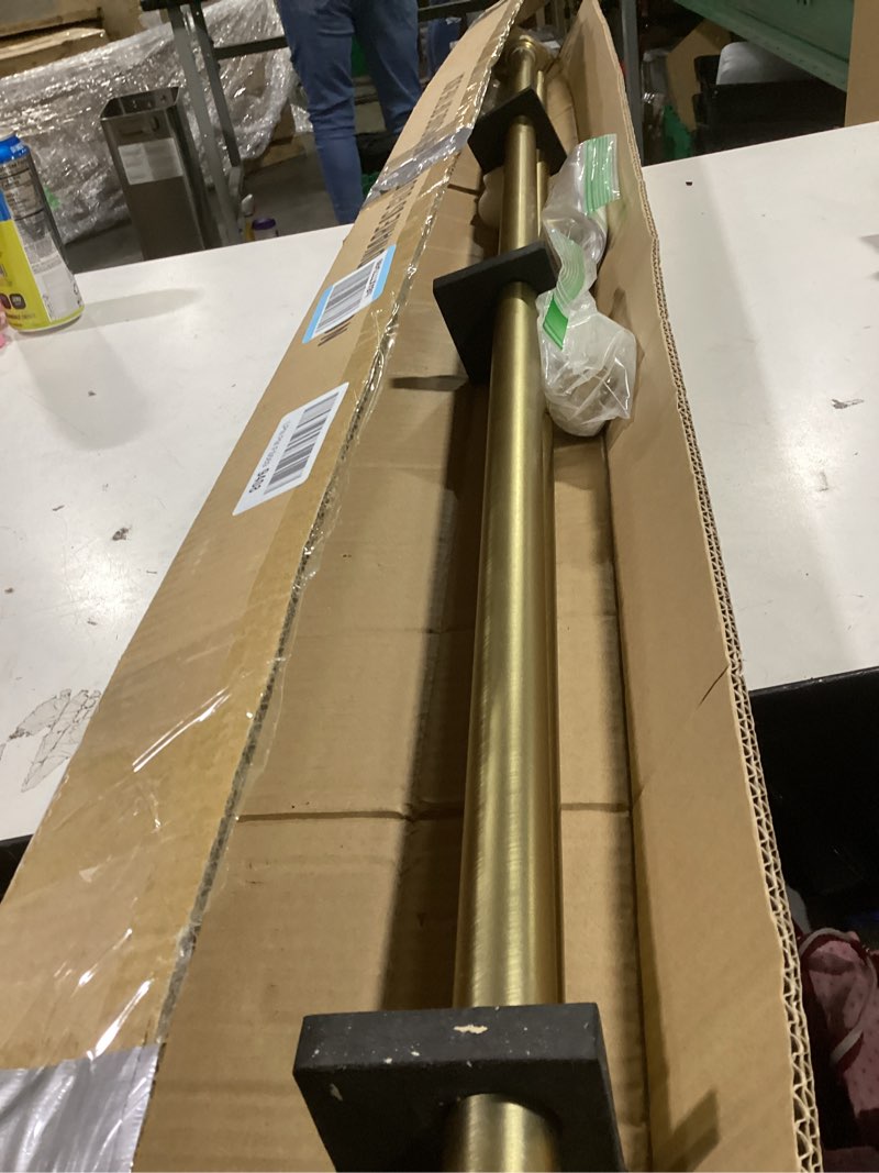 Condition photo showing Good Condition for Heavy Duty Curtain Rods, 1 1/8 Inch Diameter Single Curtain Rod 72-144Inch(6-12ft) Extendable Length with End Caps Adjustable Modern Brackets-Warm Gold Warm Gold 72-144"