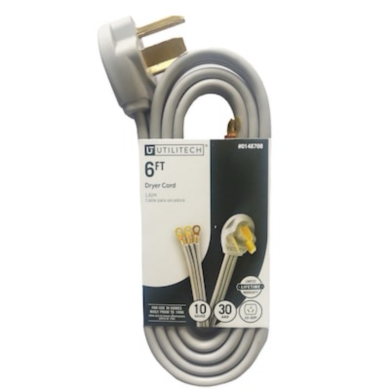 utilitech 6-ft 10/3 srdt, 3-pole 3-wire dryer cord