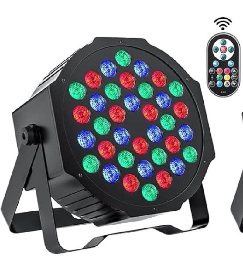 U`King Stage Lights 1 Packs 36LED RGB LED Par Lights, 7 Channel DJ Party Lights with Remote Control & DMX Controller Sound Activated Uplights for Events Birthday Bar Dance Decoration