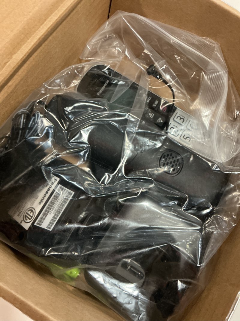 Condition photo showing Good Condition for Panasonic Compact Cordless Phone with DECT 6.0, 1.6" Amber LCD and Illuminated HS Keypad, Call Block, Caller ID, Multiple Display Languages - 2 Handset - KX-TGB812S (Black/Silver)