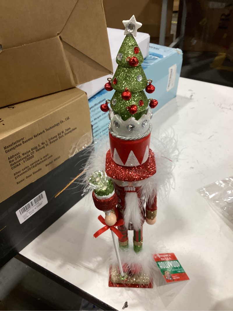 Condition photo showing Good Condition for kurt adler hollywood tree hat nutracker, 15-inch, red and green | free-standing collectible wooden holiday decoration