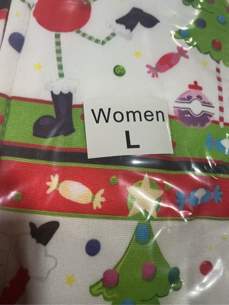 Condition photo showing New/Like New for ANGELGGH Family Matching Christmas Onesie, Cute Vacation Reindeer Print One Piece Pajamas, Hooded Holiday Sleepwear Nightwear Men Large Striped Santa Tree