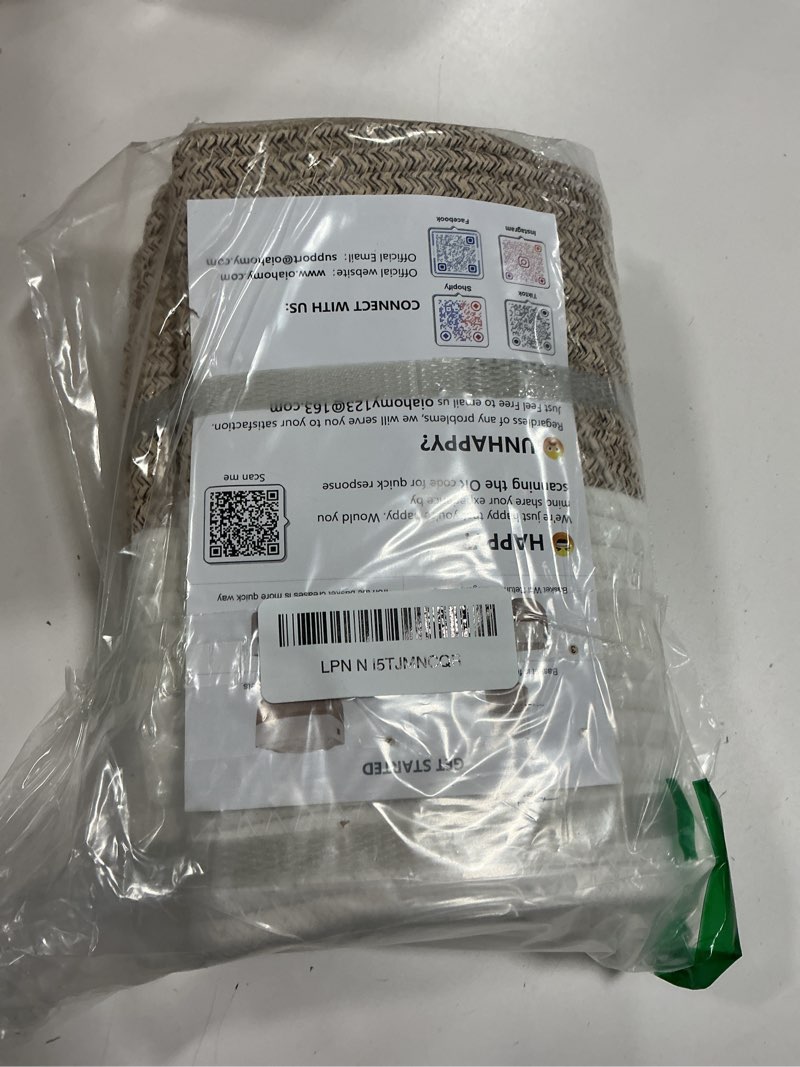 OIAHOMY Woven Storage Basket for Shelves, Rectangle Cotton Rope Baskets for Organizing, 13 x 10 x 9 