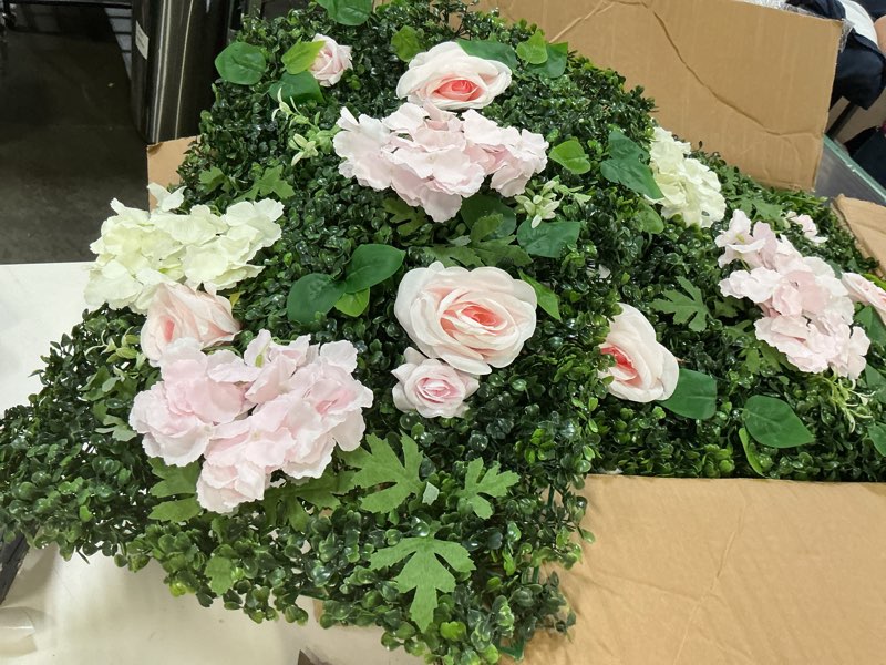 Condition photo showing Good Condition for harfirbe artificial flower wall backdrop 12-pack 16"* 24" white and pink artificial floral panels sp