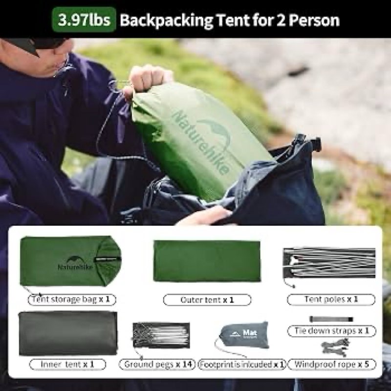 naturehike cloud-up 2 person tent lightweight backpacking tent with footprint - free standing ultralight camping hiking backpack tents two person tent touch the image to zoom in naturehike cloud-up 2 person tent lightweight backpacking tent with footprint - free standing ultralight camping hiking backpack tents two person tent