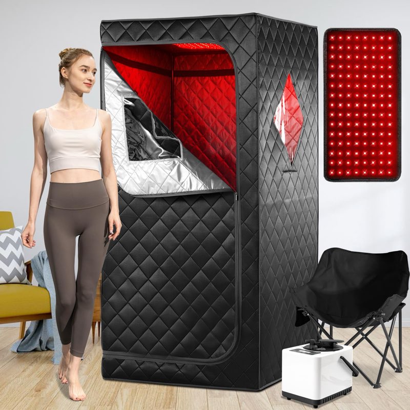 iDOTODO Portable Infrared Saunas for Home, One Person Steam Sauna, Full Body Steam Tent for Relaxati
