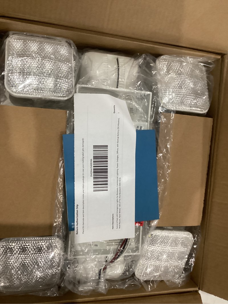 Condition photo showing Good Condition for Sunco 6 Pack LED Emergency Lights for Business, Commercial Lighting, Power Outages, Offices, with Backup Battery (90 Minutes), Wall Mount, Hard Wired, 120-277V, Fire Resistant (94V-0) UL 6 Pack White