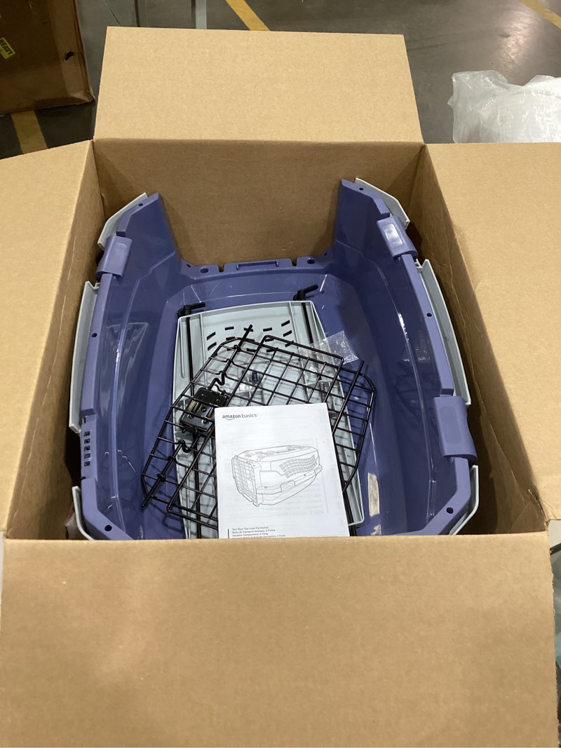 Condition photo showing Good Condition for amazon basics 2-door top-load hard-sided dogs, cats pet travel carrier, gray & blue, 22.8"l x 15.0"w x 13.0"h gray & blue 22.8"l x 15.0"w x 13.0"h