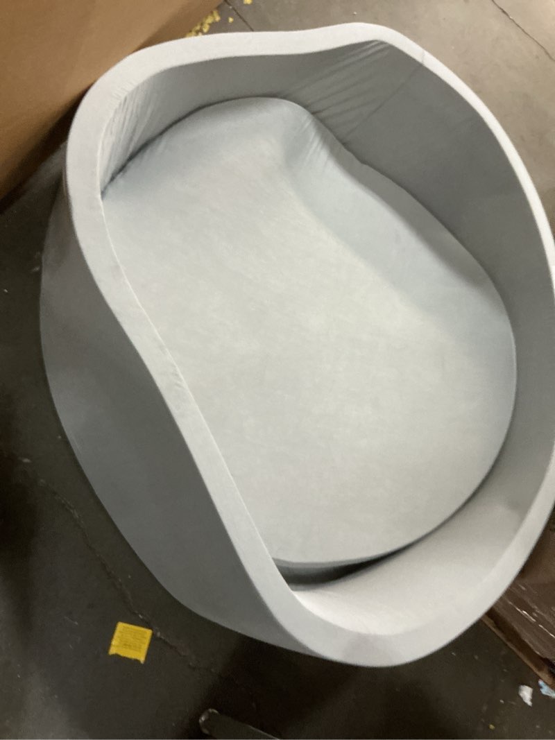 Condition photo showing As Is for Foam Ball Pit, 47.2"x 13.8" Large Ball Pits for Toddlers, Soft Round Kiddie Baby Playpen Ball Pool for Kids, Ideal Gift for Babies Indoor and Outdoor Game, Grey, (Balls not Included) 47.24 IN Grey