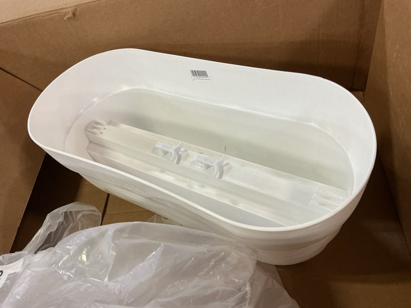 Condition photo showing Good Condition for bloomers railing planter with drainage holes – 24" weatherproof resin planter – polyethylene plastic - white white 24.3 × 10.5 × 9.5 inches