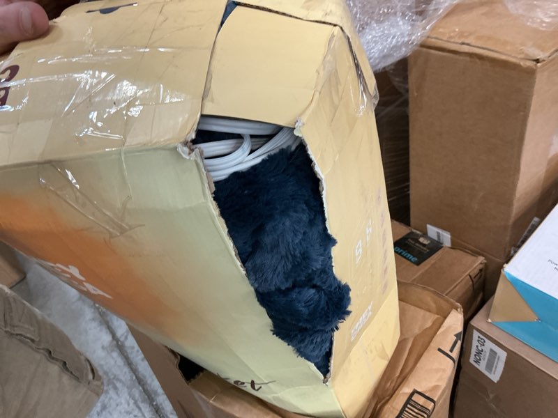 Condition photo showing As Is for EHEYCIGA Electric Heated Blanket Throw Faux Fur, 10 Hours Auto Shut Off 9 Heating Levels Heating Blanket Throw, Soft Warm Heated Blanket Fast Heating Navy Blue, Faux Fur & Sherpa Navy Blue Throw(50x60 inches)