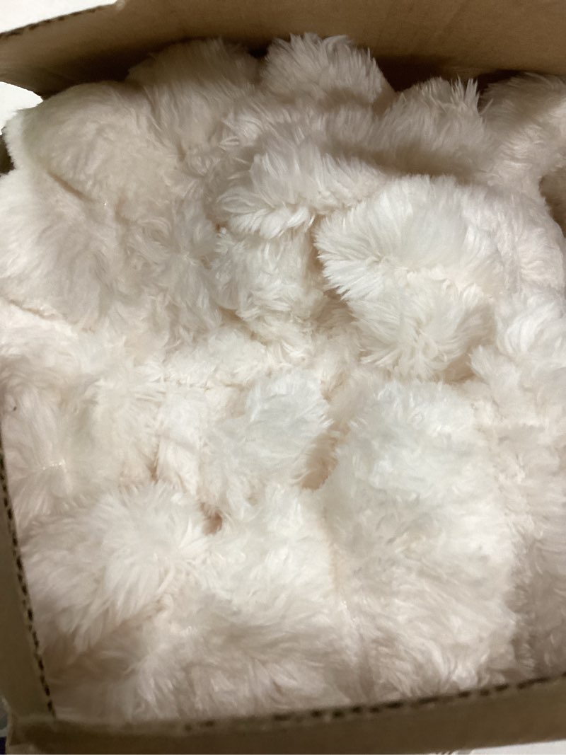 Condition photo showing As Is for BEDELITE Twin Blanket for Couch & Bed, 300GSM Soft & Warm Fleece Blanket, Decorative and Giftable Striped Cream White Blankets for Women, Men, 60"x80" Cream Twin(60"x80")