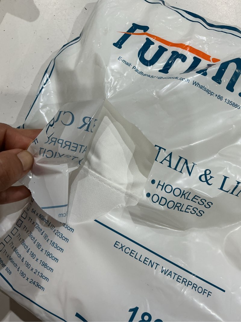 Condition photo showing Good Condition for furlinic waffle weave no hook shower curtain with snap in fabric liner set,heavy duty textured bathroom curtain with see through window,waterproof & machine washable,hotel style,white,71x75 inch 71"w x 75"l (pack of 1) white