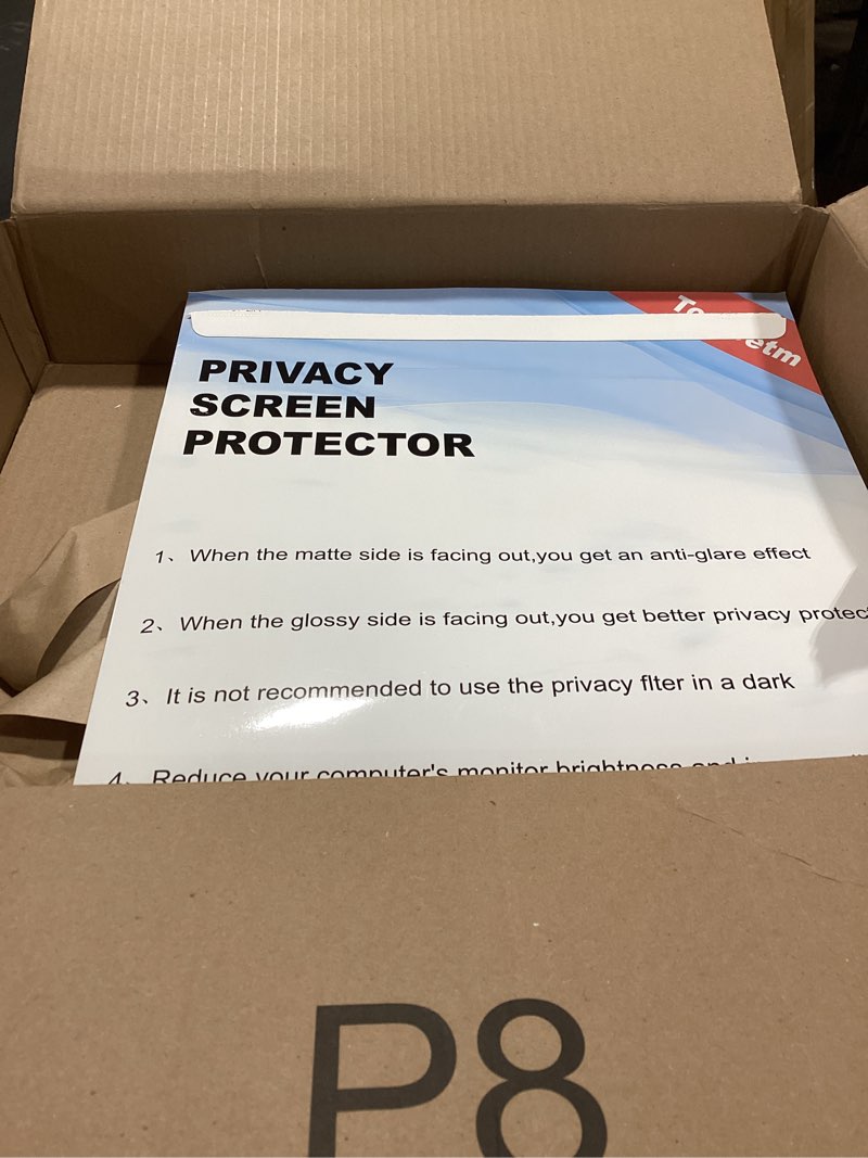 Condition photo showing As Is for [2-pack] 27 inch computer privacy screen for 16:9 monitor, removable anti glare blue light filter & anti-scratch protector film - eye protection privacy shield for desktop monitors 27 widescreen (16:9)