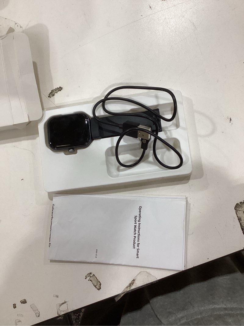 Condition photo showing As Is for 2026 Smart Watch for Men Women (Answer/Make Call), 1.96" HD Fitness Tracker Running Watch,IP68 Waterproof,Pedometer, Sleep/Step/Activity/Heart Rate Monitor,110+ Sport Mode Smartwatch for Android Phone Jet Black