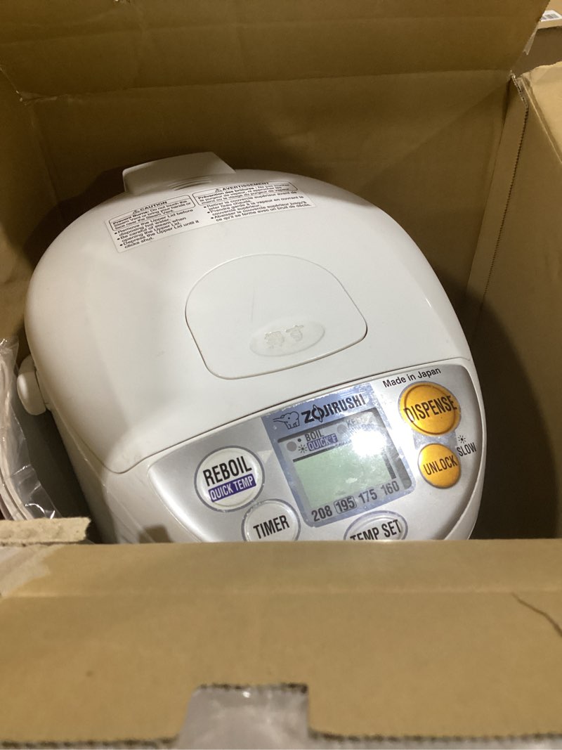 Condition photo showing As Is for Zojirushi CD-LFC50 Panorama Window Micom Water Boiler and Warmer (169-ounce, 5.0-Liter, White) 5.3 Quarts Boiler