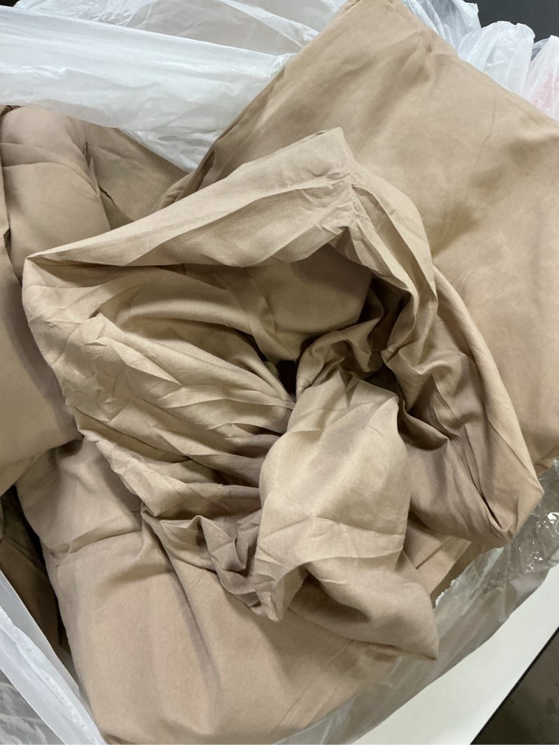Condition photo showing As Is for CozyLux King Size Comforter Set Khaki, 7 Pieces Bed in a Bag, Khaki Comforter King Size, All Season Bedding Sets with Stitch Quilted Comforter, Flat Sheet, Fitted Sheet, Pillowcases Khaki King