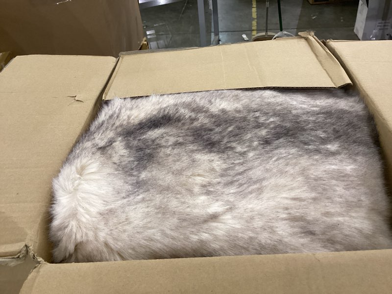 Condition photo showing As Is for BATTILO HOME Luxury Fluffy Faux Fur Throw Blanket, Cozy Warm Fur Blanket for Couch Sofa, Plush Fuzzy Fur Throws with Long Pile & Brushed Tips, 60"x80" Cream&grey 60"x80"