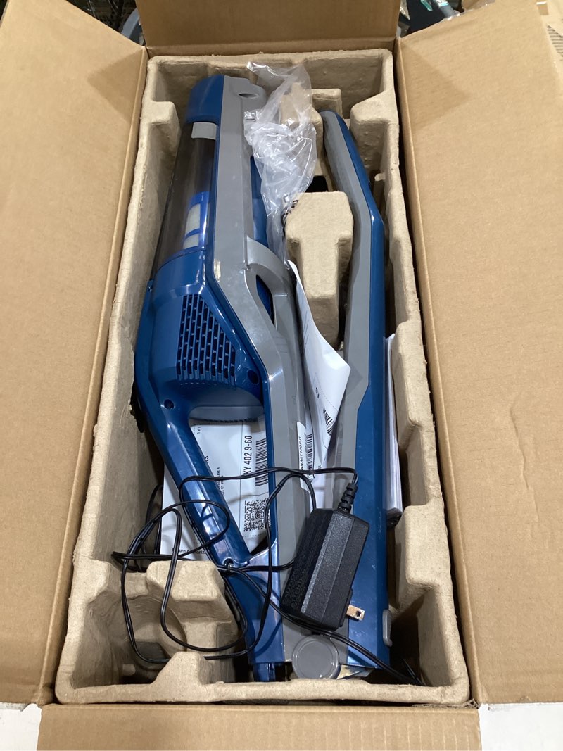 Condition photo showing As Is for vacmaster portable 10.8v 2-in-1 cordless stick lightweight vacuum cleaner with 2-speed power control and led headlight for hardwood floor, carpet & pet hair, blue