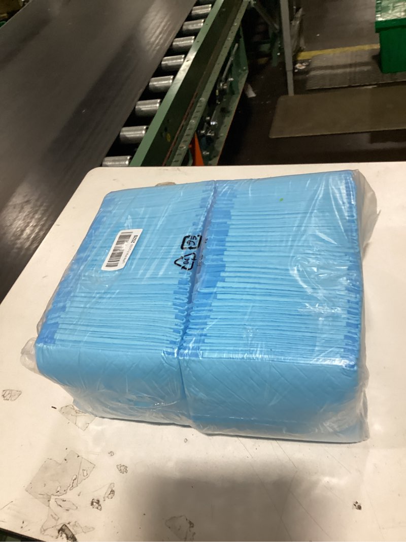 Condition photo showing New/Like New for Amazon Basics Dog and Puppy Pee Pads, 5-Layer Leak-Proof Super Absorbent, Quick-Dry Surface, Potty Training, Regular (22x22\"), 150 Count, Blue & White Regular (200 Count)