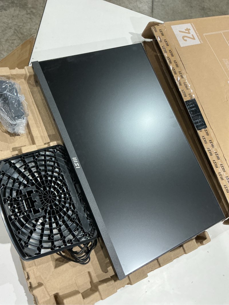Condition photo showing Good Condition for msi pro mp243l e14 24-inch ips 1920 x 1080 (fhd) gaming office monitor, 144hz, adaptive-synch, hdr ready, hdmi, vga port,vesa mountable, tilt, 4-side slim bezel,1ms, black