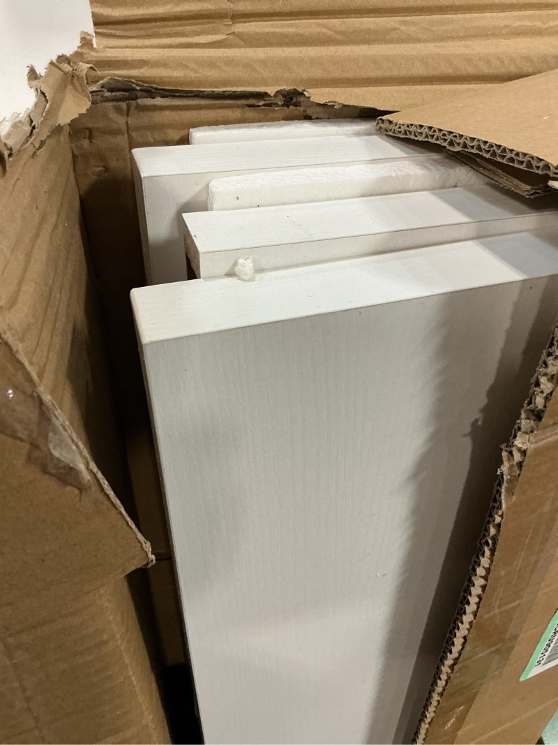 Condition photo showing As Is for amada homefurnishing 47.2" l floating shelves, wall shelves set of 3 for bathroom/living room/bedroom/kitchen, white floating shelves for wall decor with invisible brackets - amfs55w white 47.2 inches