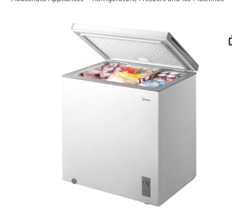 midea merc07c4baww chest freezer, 7.0 cubic feet with removable basket, interior led light, adjustable temperature, for kitchen, apartment, office, white