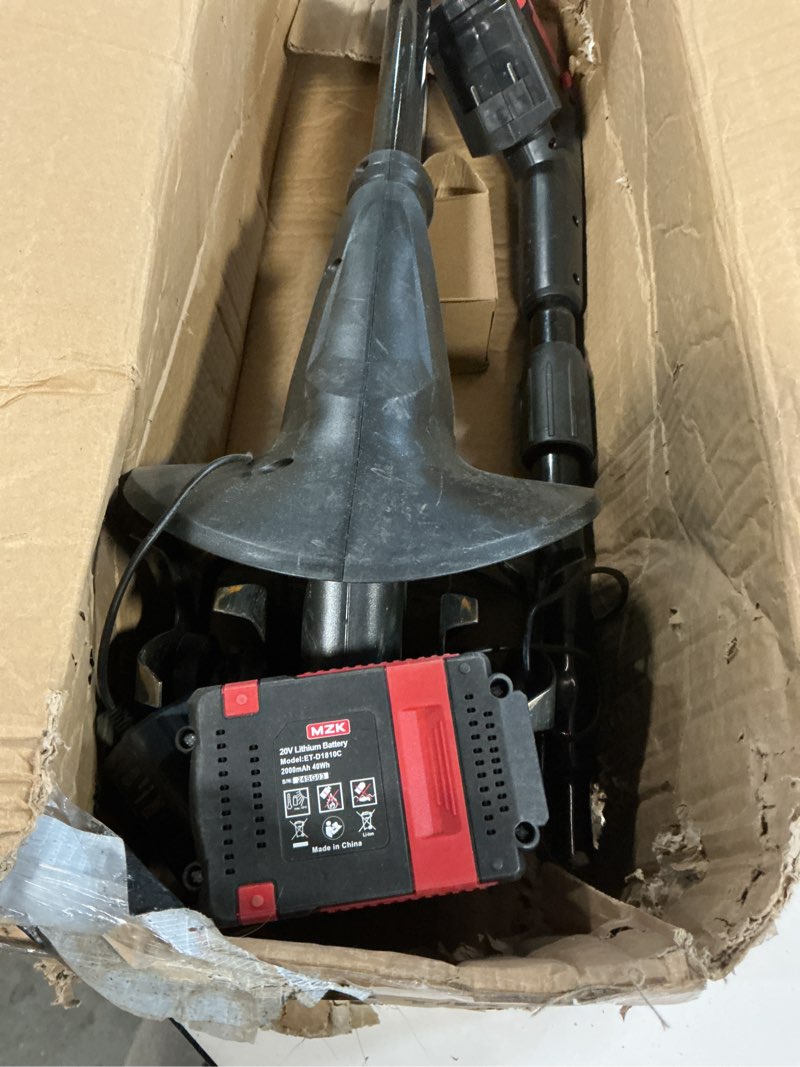 Condition photo showing As Is for MZK 20V Cordless Tiller Cultivator with Steel Tines,7.8-inch Wide Battery Powered Garden Cultivator, 360RPM Electric Mini Tiller for Lawn/Gardening/Soil Cultivation(2AH Battery and Charger Included) 1 Battery