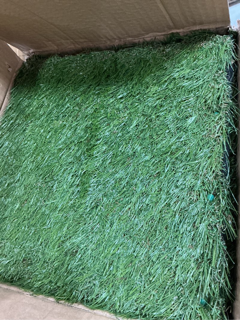 Condition photo showing Good Condition for xlx turf artificial grass turf tiles interlocking set 6 pieces, square fake grass tiles self-draining for pet indoor/outdoor flooring decor, 12"x12", 8 buckle systerm 12"x12"/6 piece 8 buckle lock tile-green