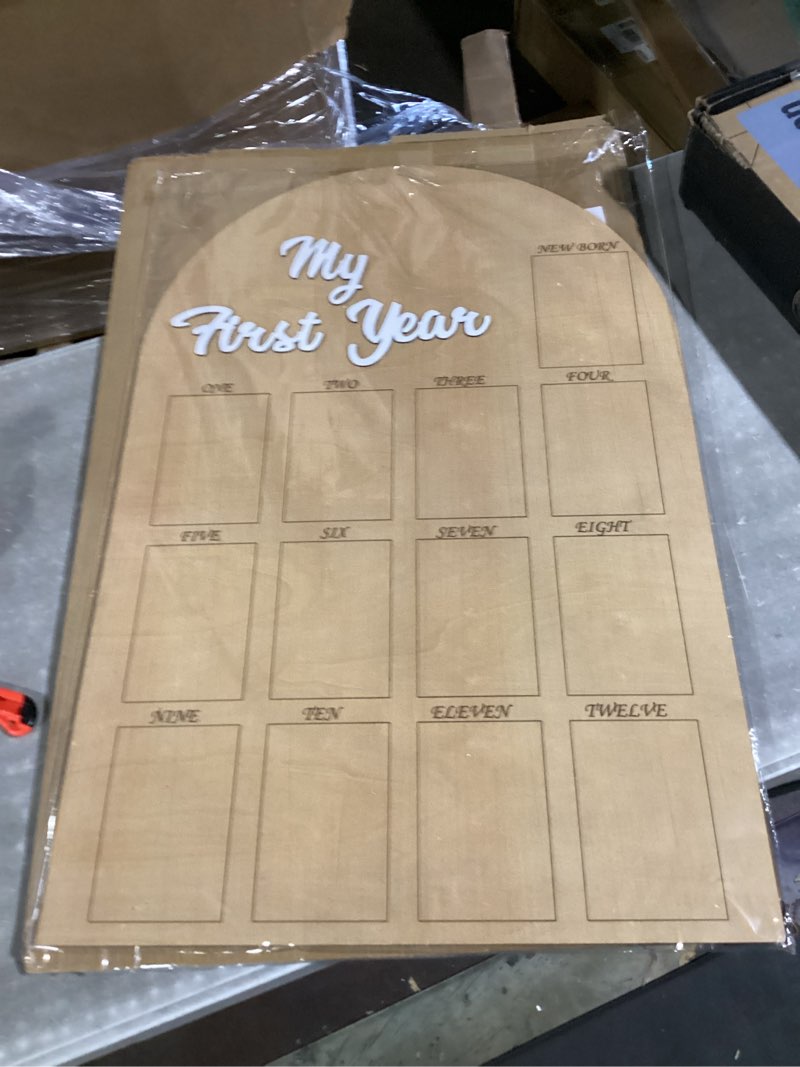 Condition photo showing Good Condition for My First Year Photo Board Baby Birthday Picture Frame 12 Monthly Wooden Photo Board 1st Birthday Decorations Baby Gift for Newborn Keepsake(33 x 22 Inch)