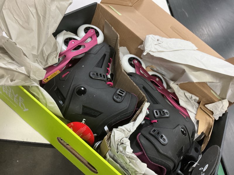 Condition photo showing New/Like New for Rollerblade Lightning 90 Women's Urban Inline Skate, Black and Sangria Black/Sangria 8