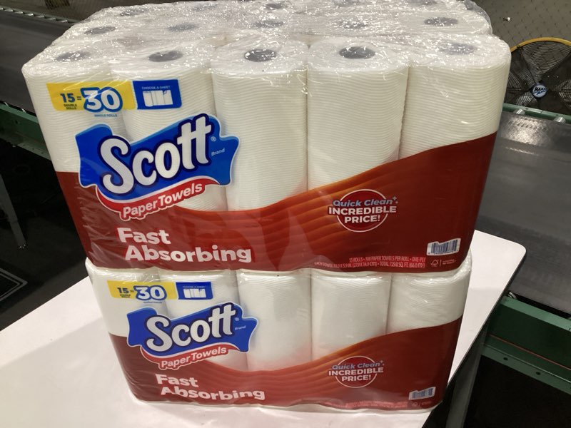 Condition photo showing New/Like New for Scott Paper Towels, Choose-A-Sheet, 30 Double Rolls = 60 Regular Rolls (108 Sheets Per Roll) Double 30 Rolls (108 Sheets each)
